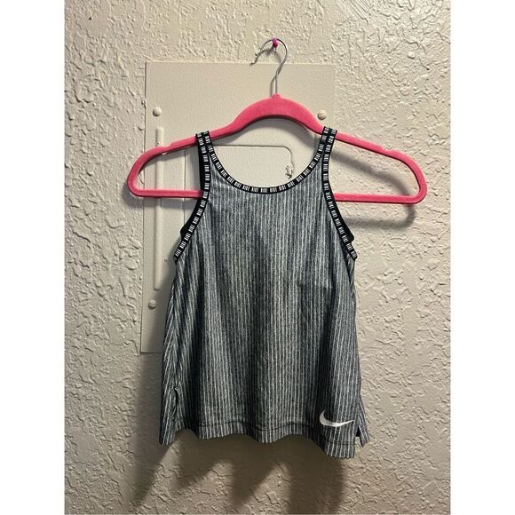 Nike Dri-Fit Grey Striped Kids Tank Top Little Girls Size Small - Picture 1 of 8